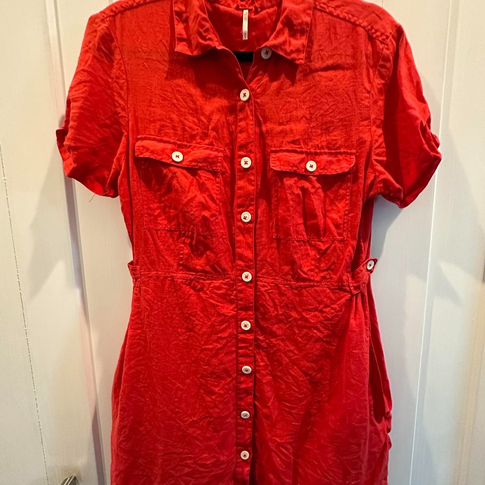 Free People Red Button down mini dress